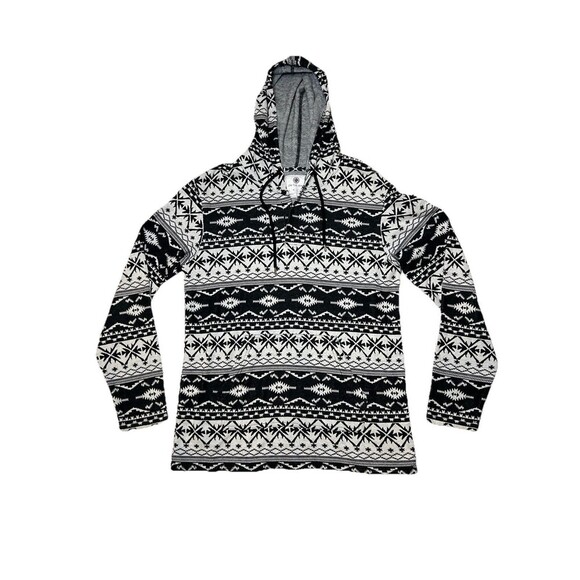 Pacsun On The Byas Hoodie Men Large Black & White Aztec Southwestern‎ Mexican - Picture 1 of 8